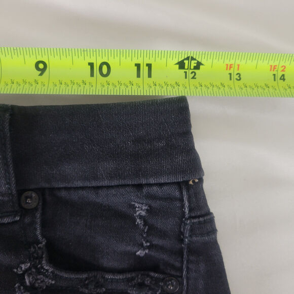 American Eagle Denim Mini‎ Skirt Womens 00 Charcoal Destroyed Raw Hem Distressed - Picture 3 of 15
